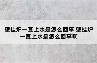 壁挂炉一直上水是怎么回事 壁挂炉一直上水是怎么回事啊